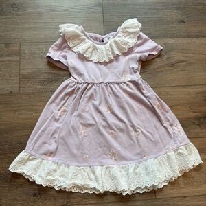 WXL Lilac Floral Eyelet-Trim Kids Casual Dress
